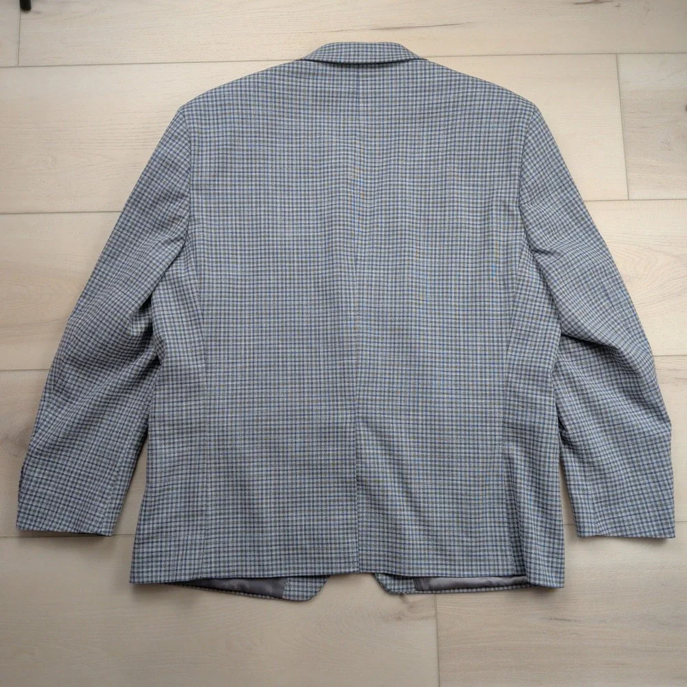 Lauren Ralph Lauren Mens 44S Blue Grey Check Blazer Sport Coat 2-Button Jacket